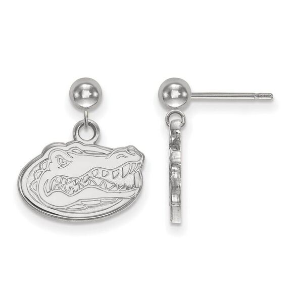 14k White Gold University of Florida Ball Dangle Earrings